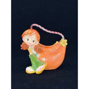 Vintage Red Headed Girl Figurine with Purse in Bell Bottom Pants 1980s